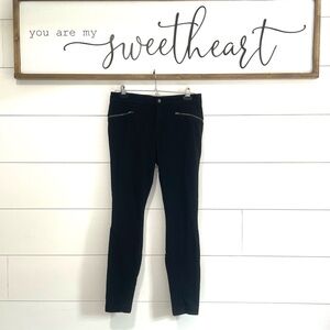 Athleta Ponte Moto Twill Pants Size 8 Black Leggings Zipper Pockets Slim Fit